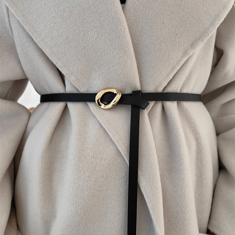 Formal Belt Leather Thin - Thin Knotted Waist Chain Belt for