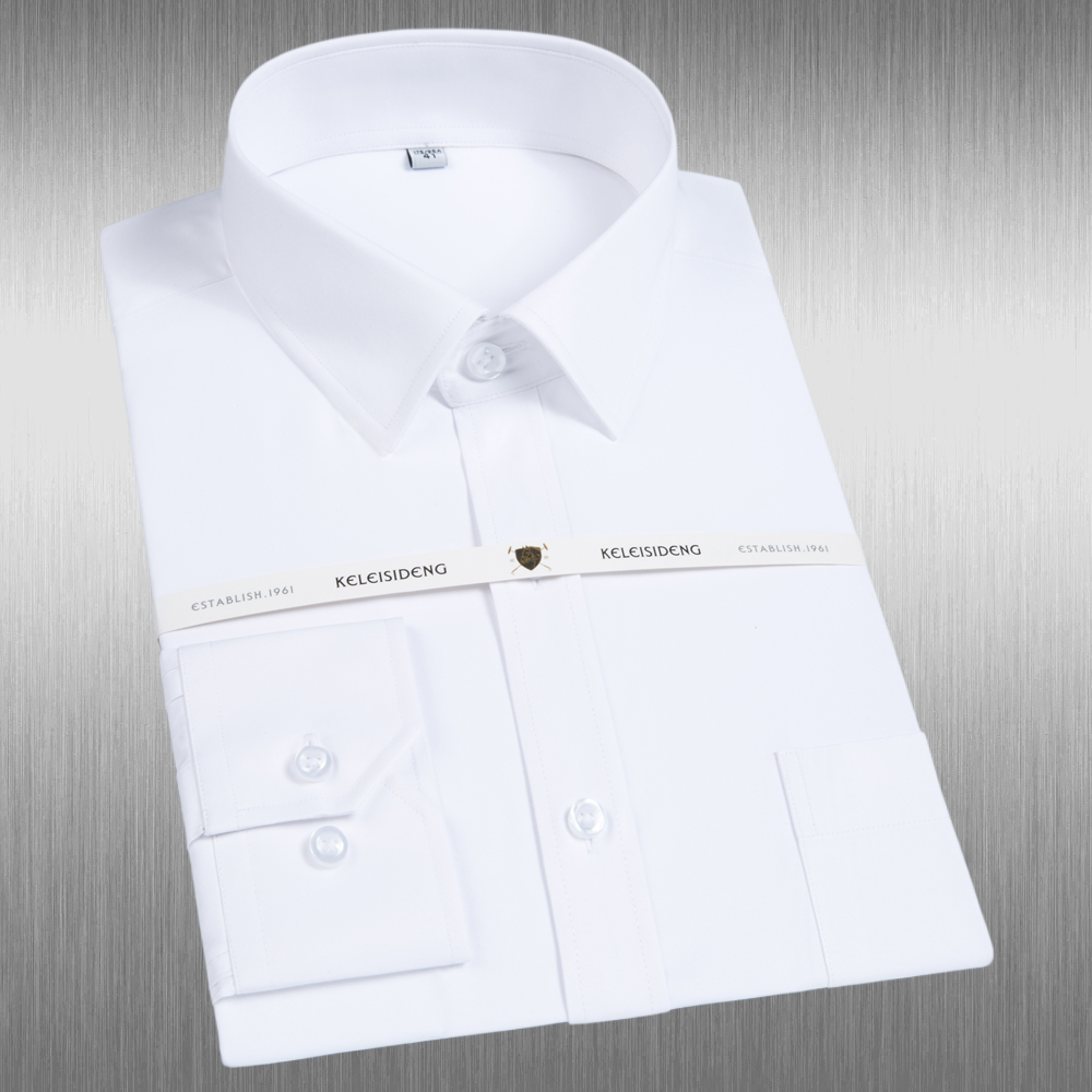 Men Formal Wear Shirts - White Solid Color Men's Long Sleeve
