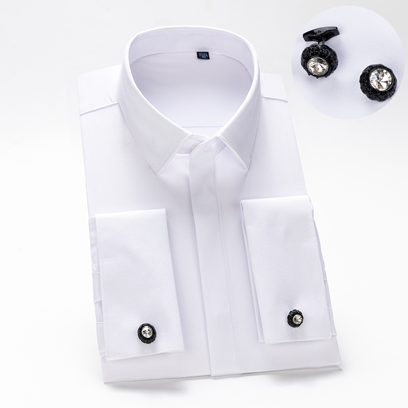 Men Formal Wear Shirts - Men's French cufflinks shirt, men's long