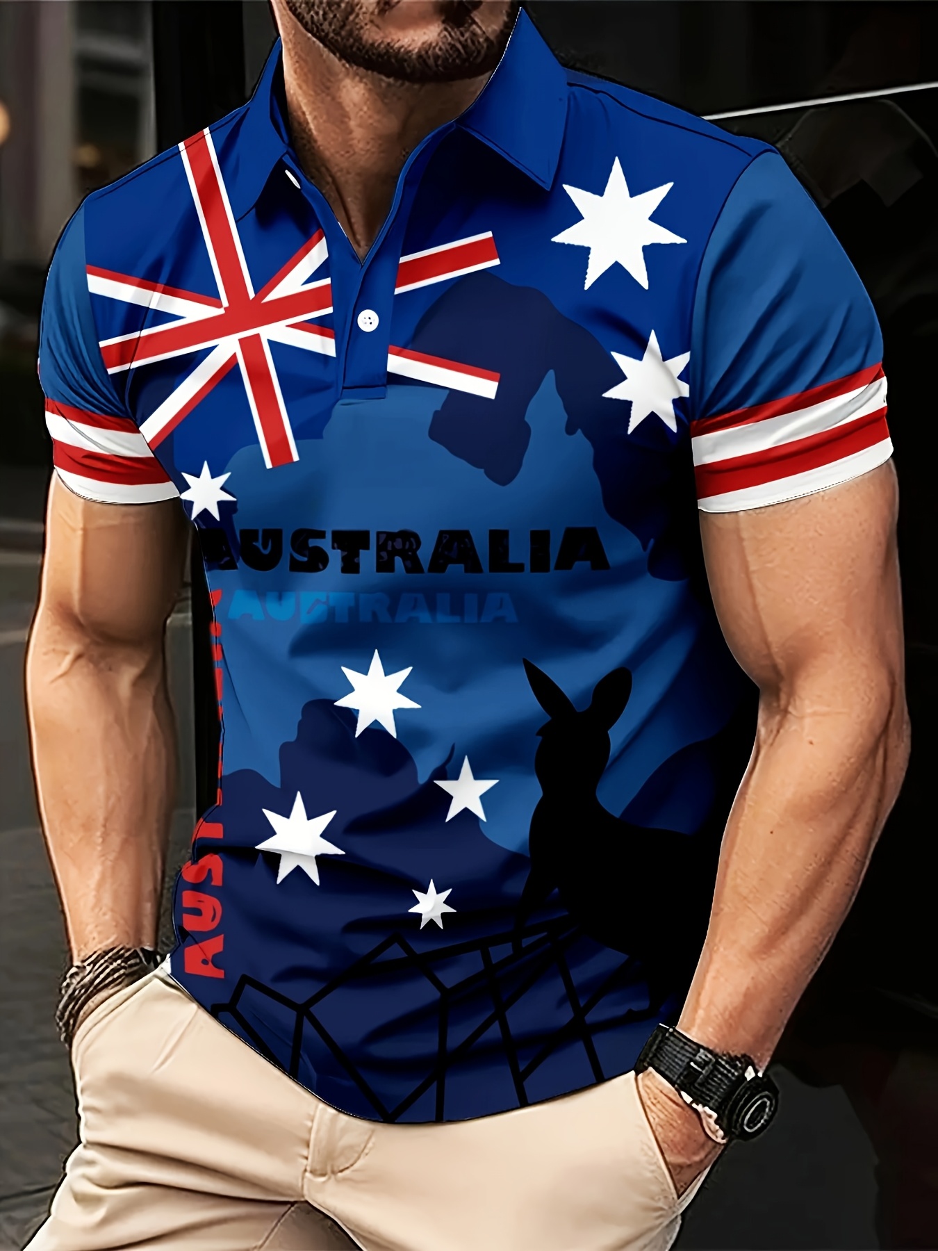 Summer Australian Flag Kangaro - Men Formal Wear Shirts ulasan dan harga