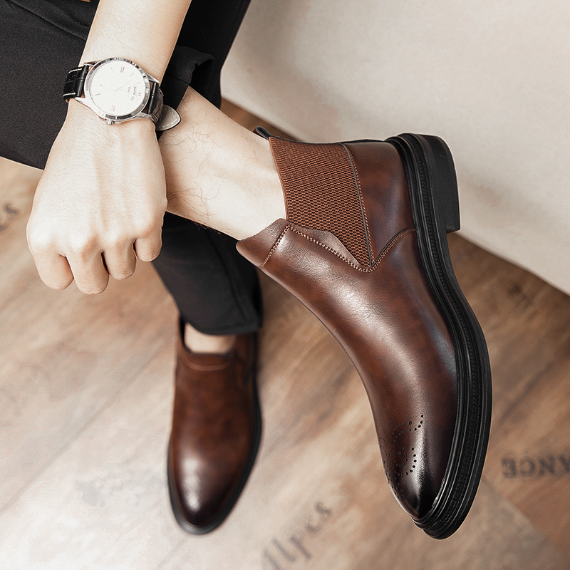High-top leather shoes are ver - Men'S Style Formal Wear ulasan dan harga